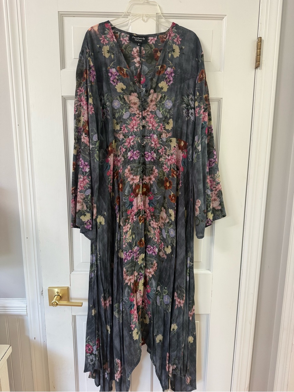 Tolani Charcoal Floral Asymmetrical Maxi Dress